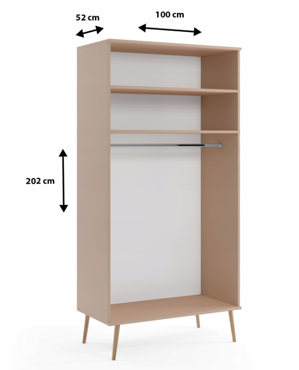 Szafa ROSE 202 cm wysokości, 100 cm szerokości, 52 cm głębokości